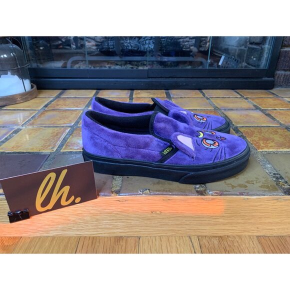 Kids 2.5 Vans x Sailor Moon “Luna” Purple Plush Slip On Shoes - Picture 5 of 7